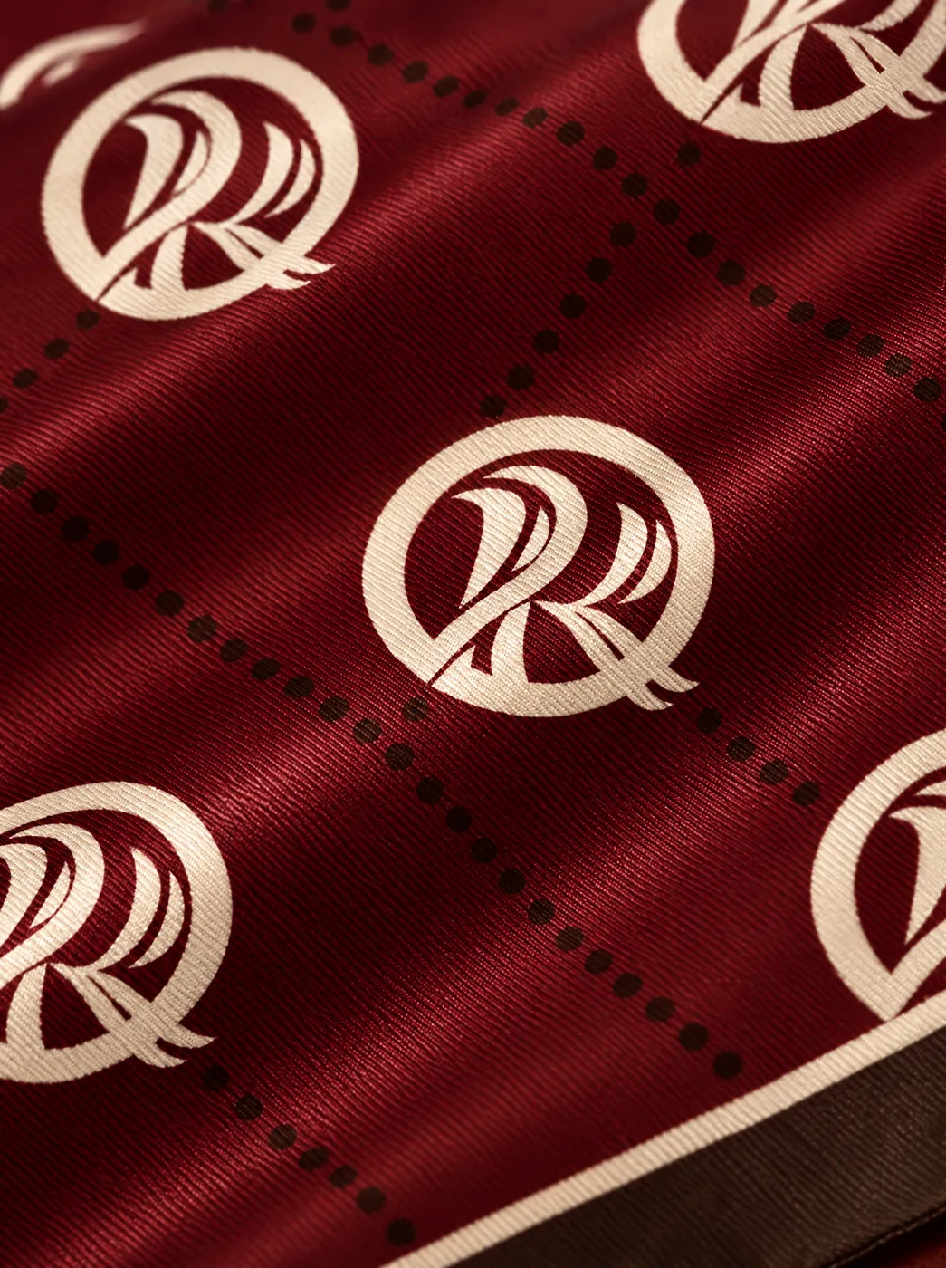 OfRegal Signature Monogram Scarf in Burgundy — detail view