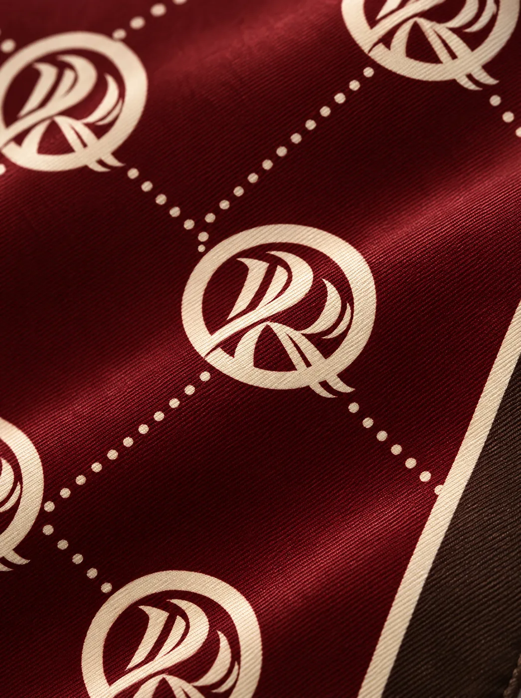 OfRegal Signature Monogram Scarf in Burgundy — detail view