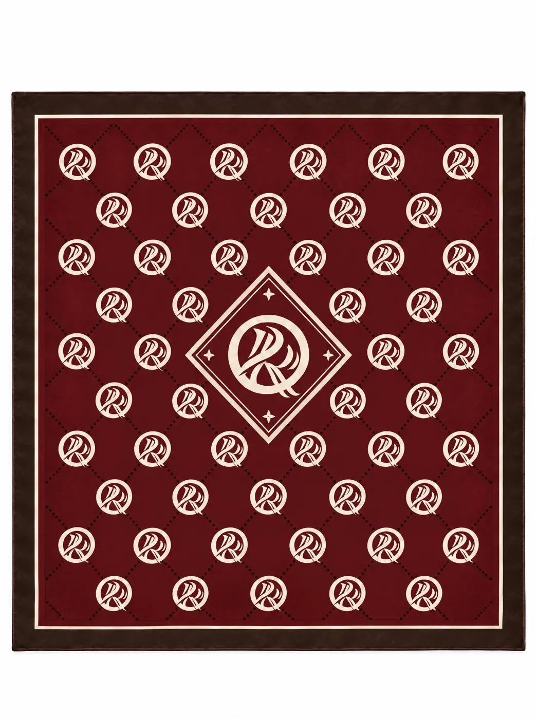 OfRegal Signature Monogram Scarf in Burgundy — flat view