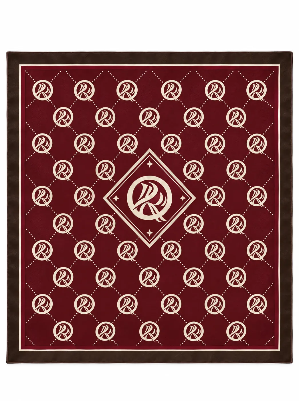 OfRegal Signature Monogram Scarf in Burgundy — flat view
