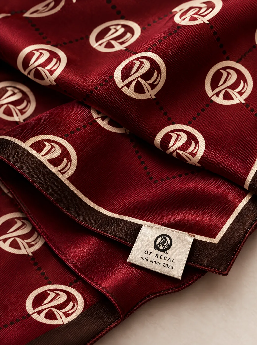 OfRegal Signature Monogram Scarf in Burgundy — styled view