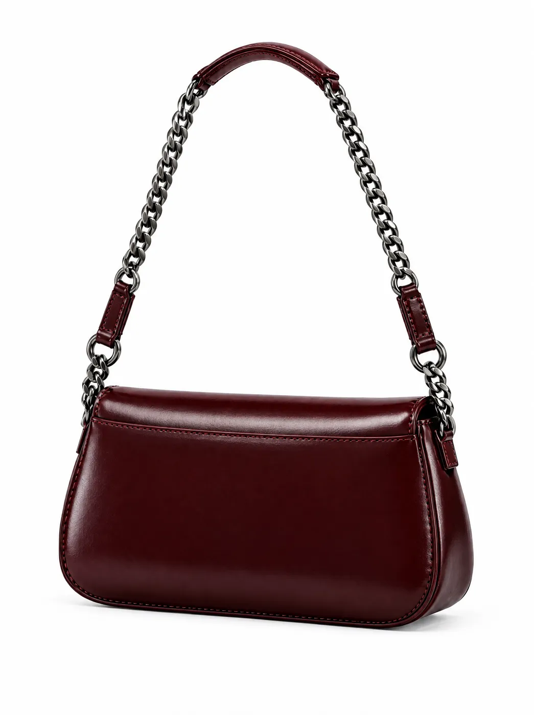 OfRegal Medallion Chain Shoulder Bag in Burgundy — back view