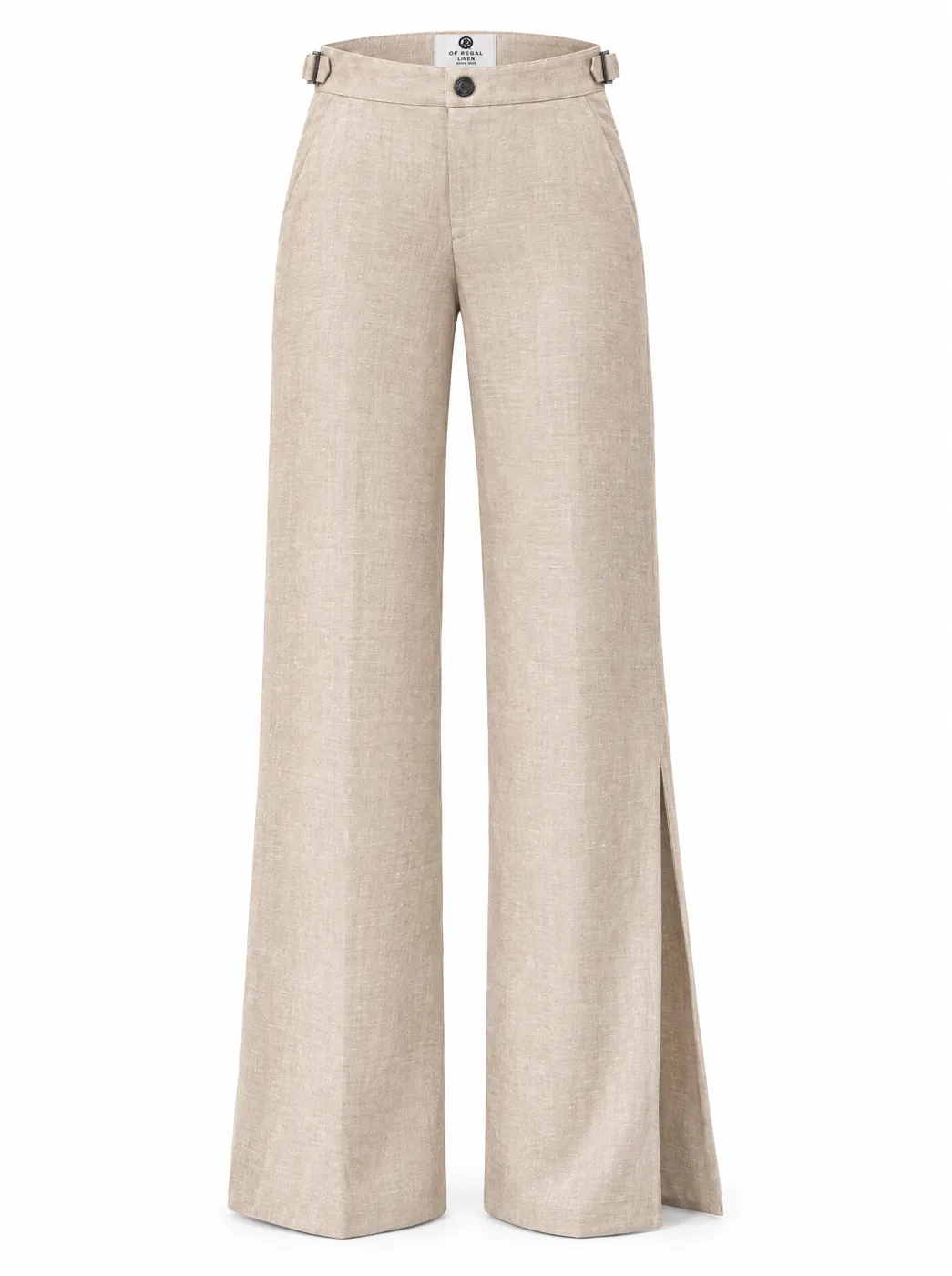 OfRegal Contour Wide-Leg Trousers in Sand — front view