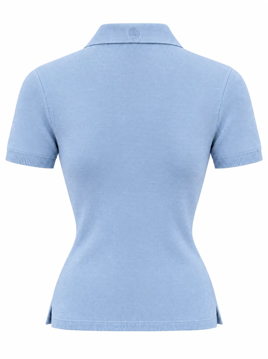 OfRegal Contour Open-Collar Polo in Sky — back view