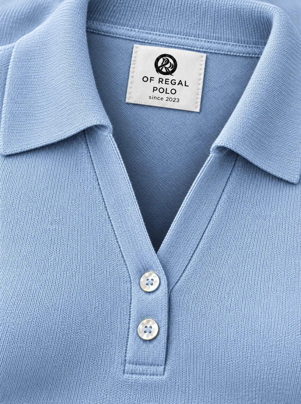 OfRegal Contour Open-Collar Polo in Sky — detail view