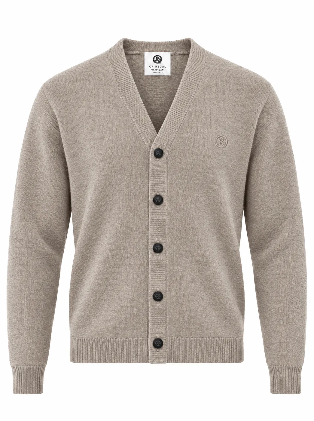 OfRegal House V-Neck Cardigan in Oat — front view