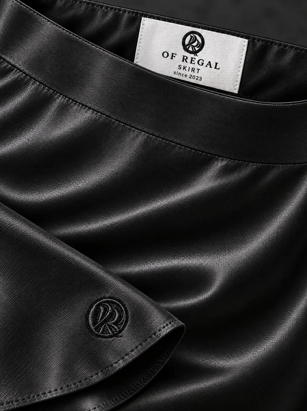 OfRegal Lustre Midi Skirt in Black — detail view