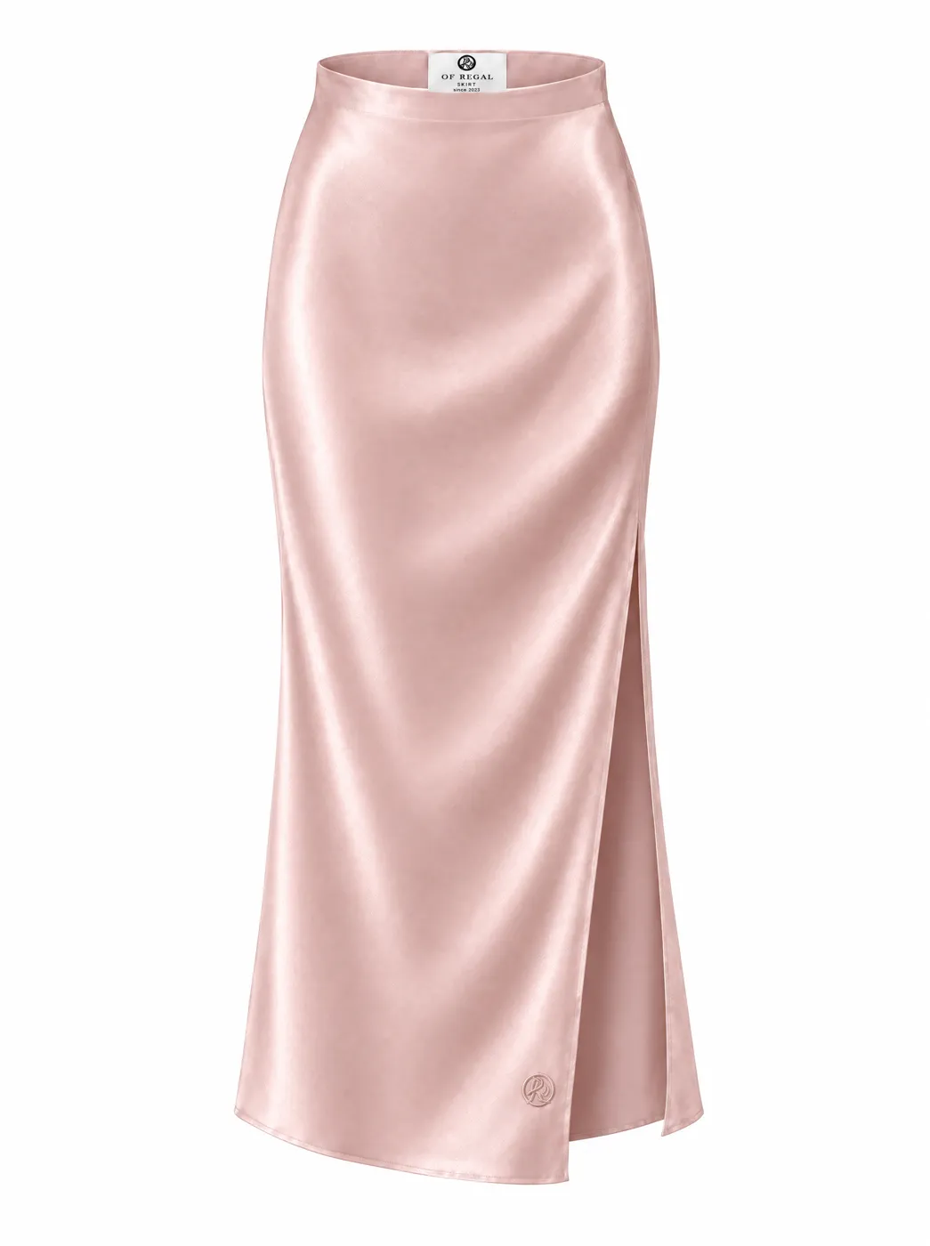 OfRegal Lustre Midi Skirt in Blush — front view