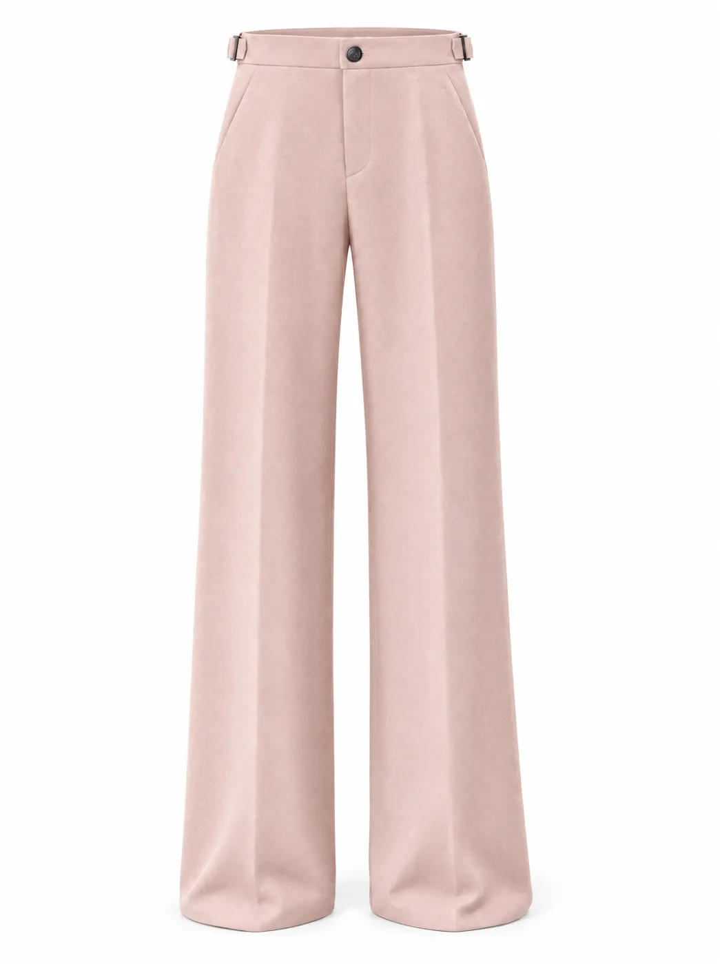 OfRegal Drape Wide-Leg Trousers in Blush — front view