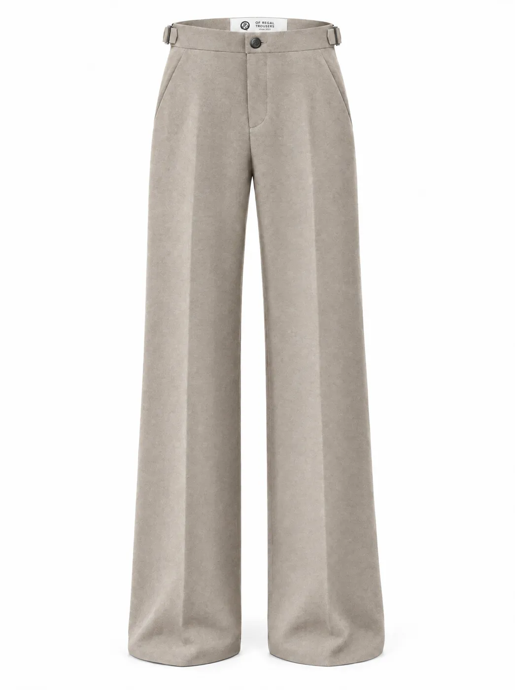 OfRegal Drape Wide-Leg Trousers in Stone — front view