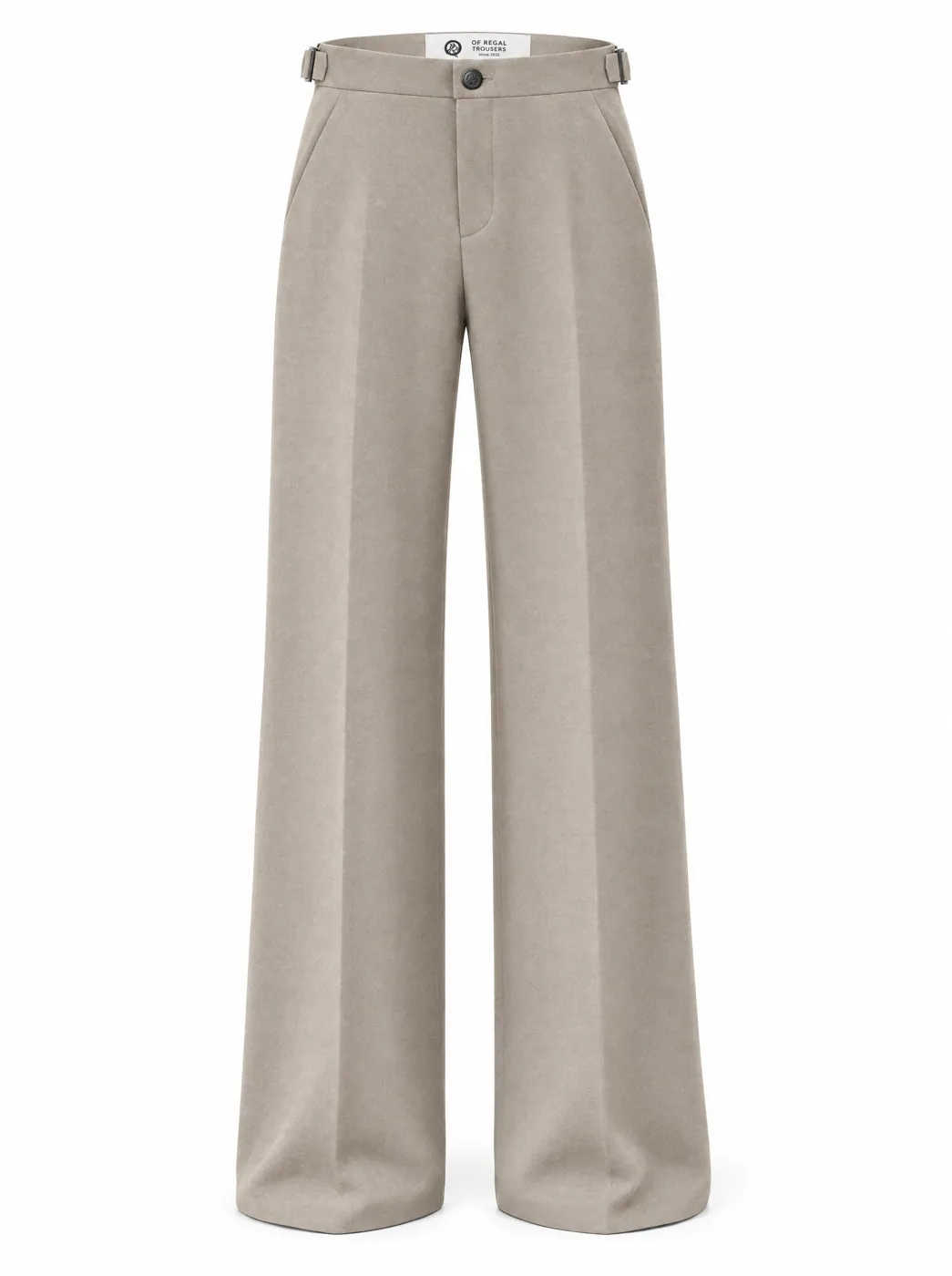 OfRegal Drape Wide-Leg Trousers in Stone — front view