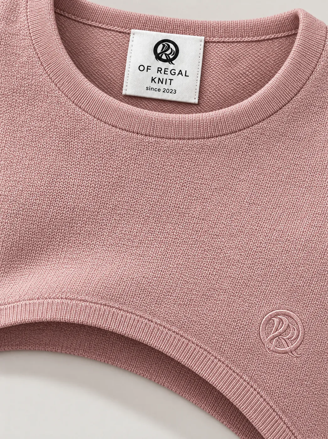 OfRegal Arc-Hem Knit Top in Blush — detail view