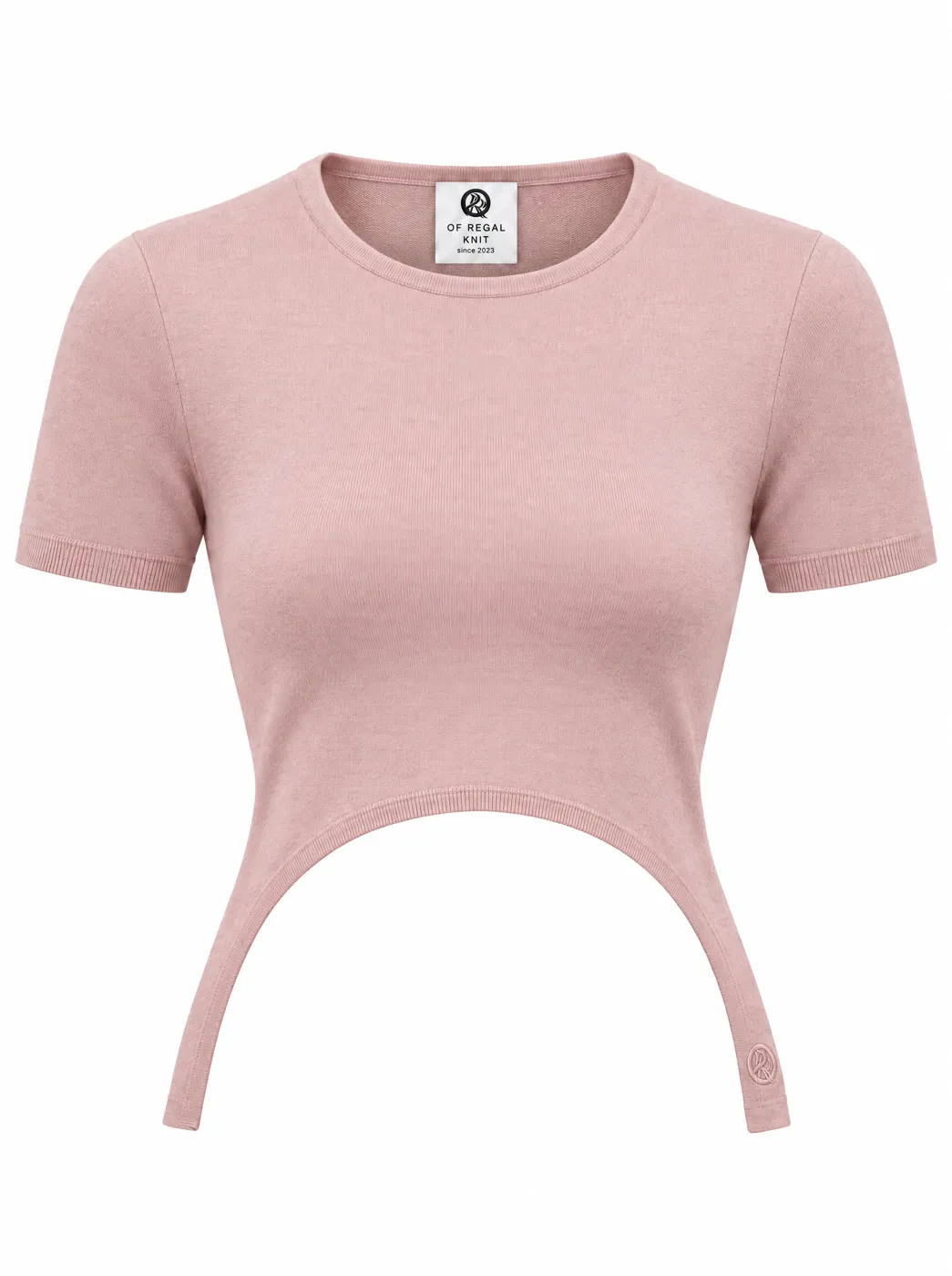 OfRegal Arc-Hem Knit Top in Blush — front view