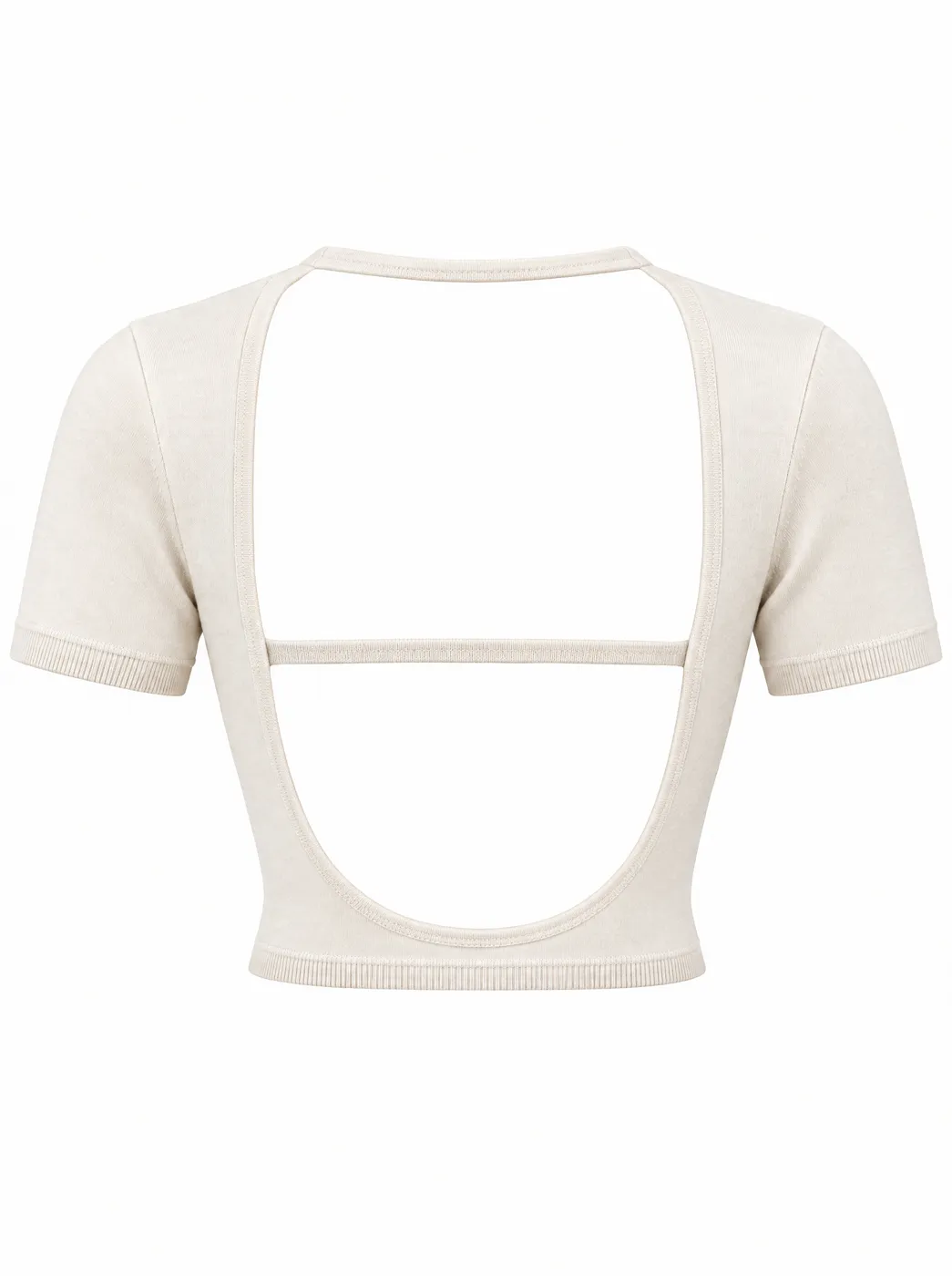 OfRegal Open-Back Cropped Top in Ivory — back view