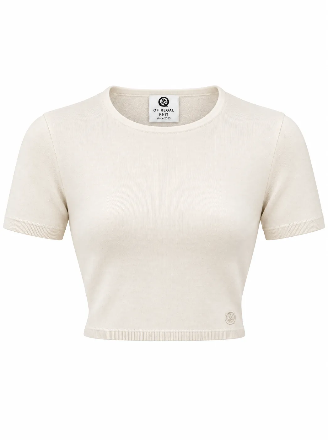 OfRegal Open-Back Cropped Top in Ivory — front view
