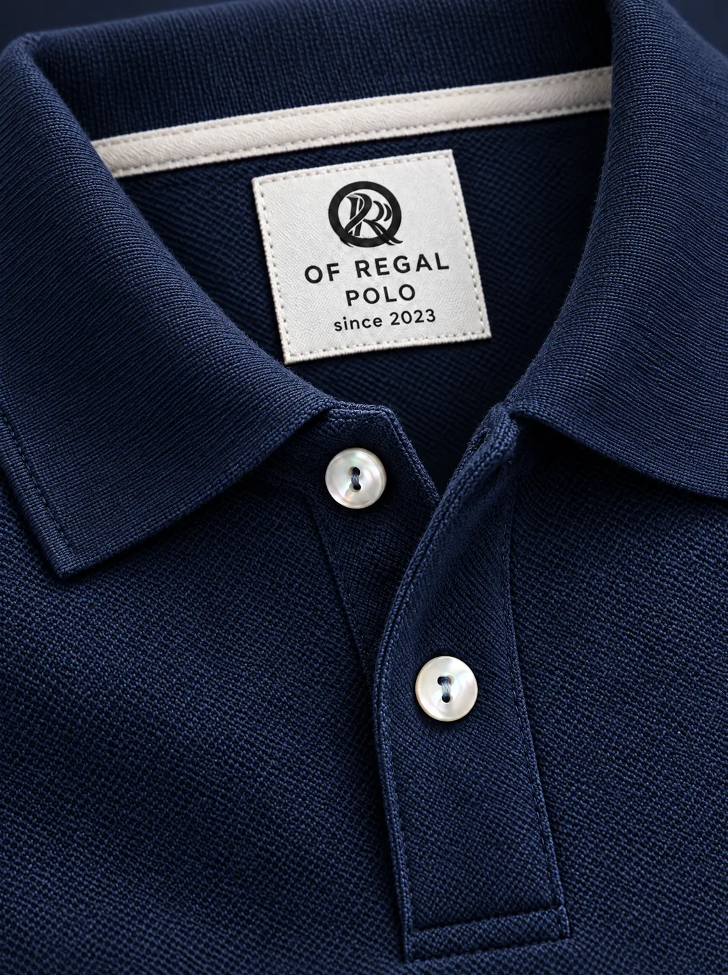 OfRegal Signature Short-Sleeve Polo in Navy — detail view
