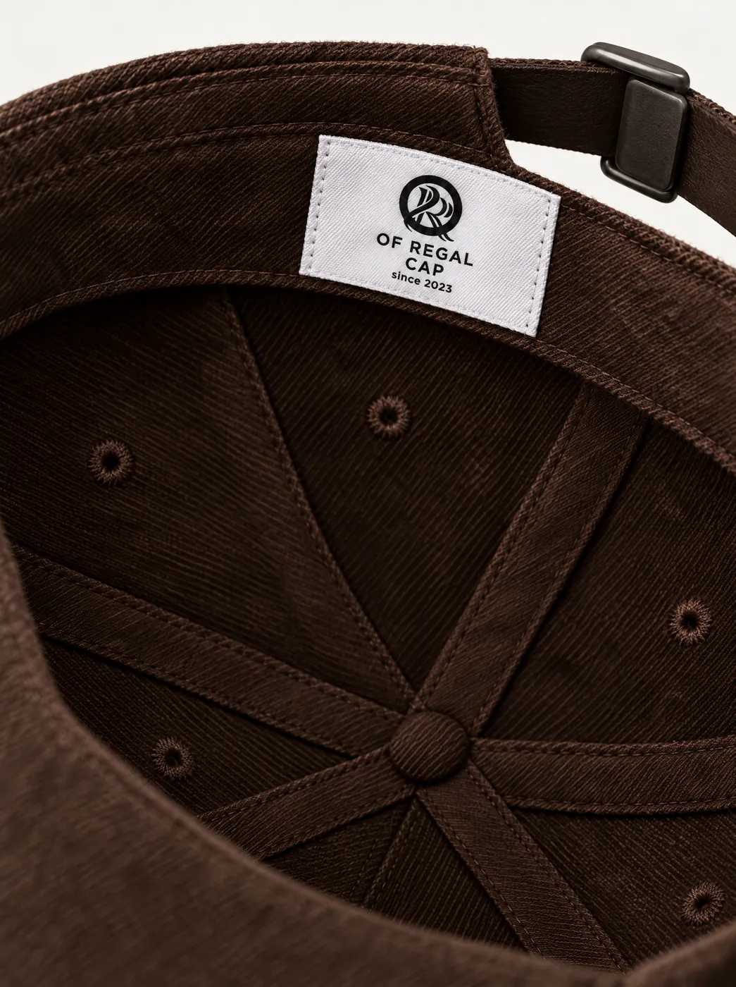 OfRegal Monogram Six-Panel Cap in Espresso — detail view