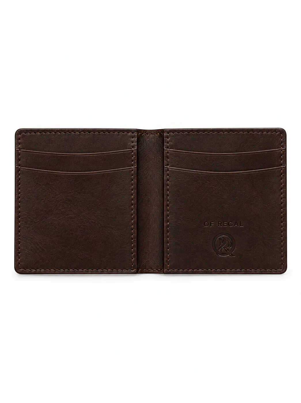OfRegal Monogram Bifold Wallet in Espresso — interior view