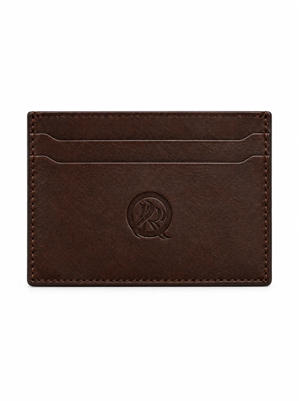OfRegal Monogram Cardholder in Espresso — front view