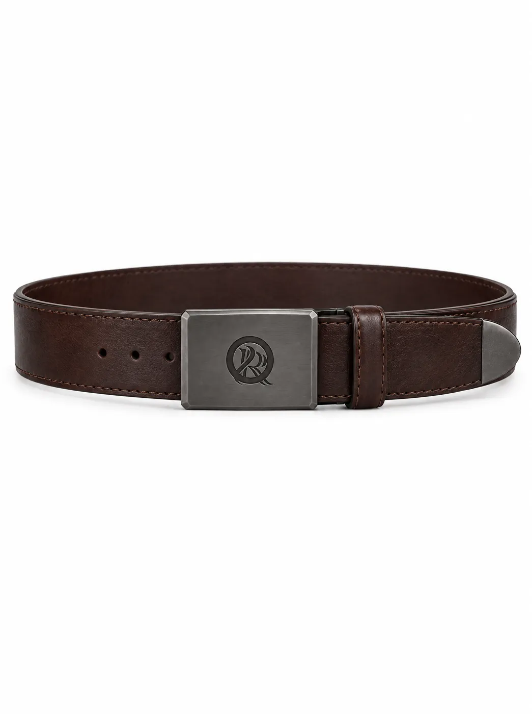 OfRegal Medallion Plaque Belt in Espresso — front view