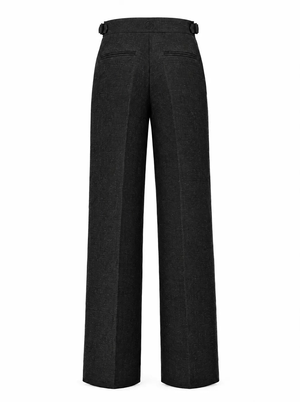 OfRegal Light Pleat Straight Trousers in Black — back view
