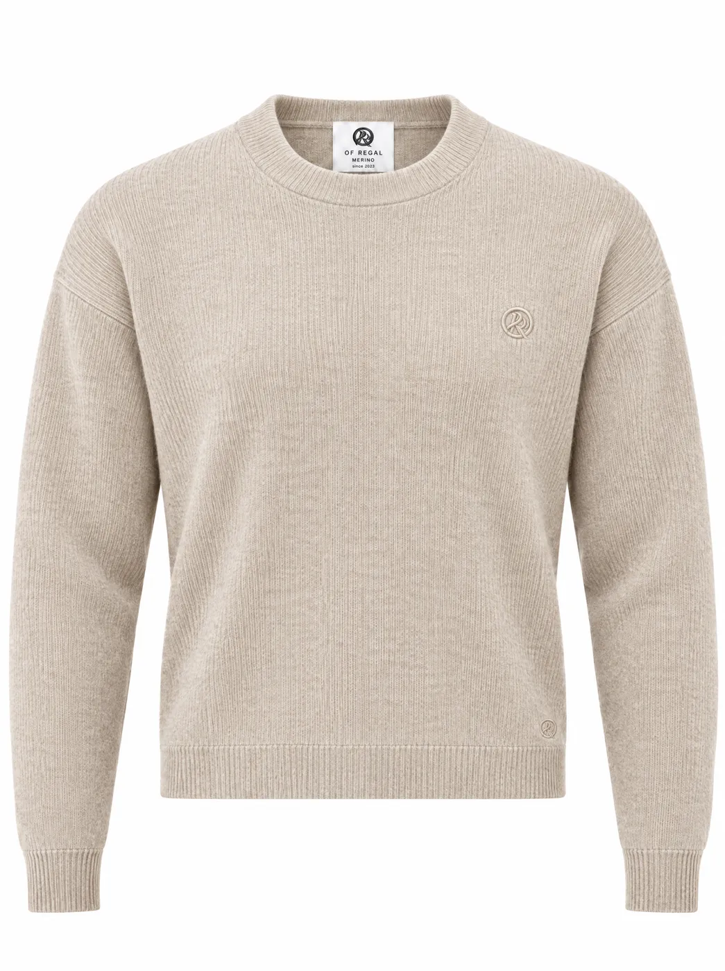 OfRegal House Crewneck Knit in Oat — front view