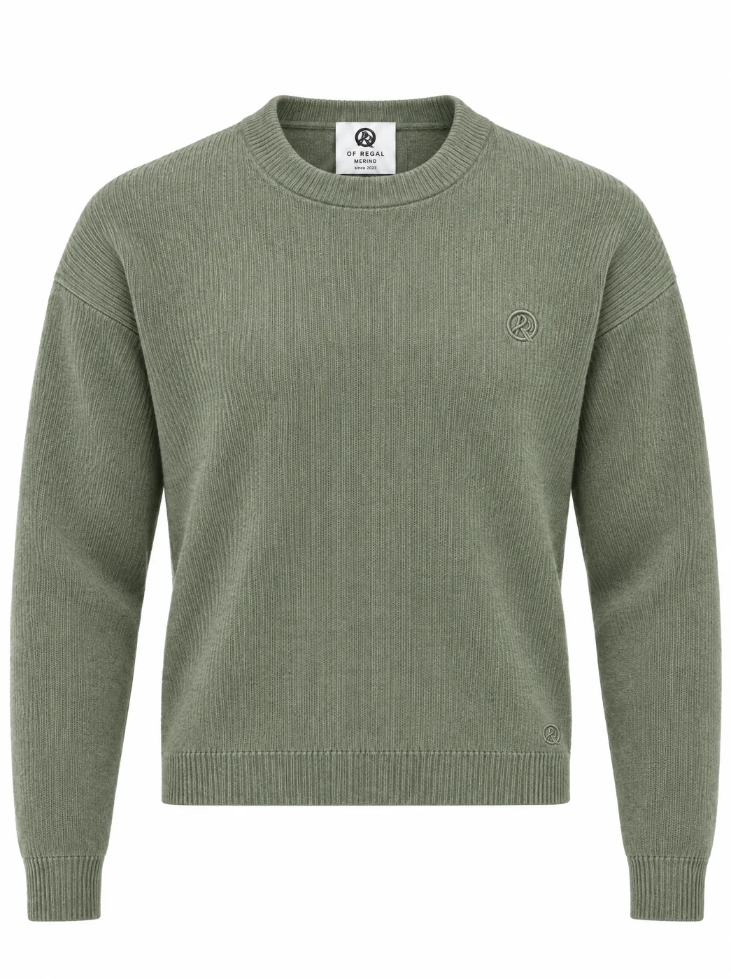 OfRegal House Crewneck Knit in Sage — front view