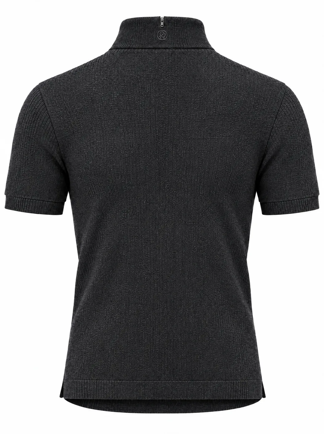 OfRegal Zip-Neck Short-Sleeve Polo in Charcoal — back view
