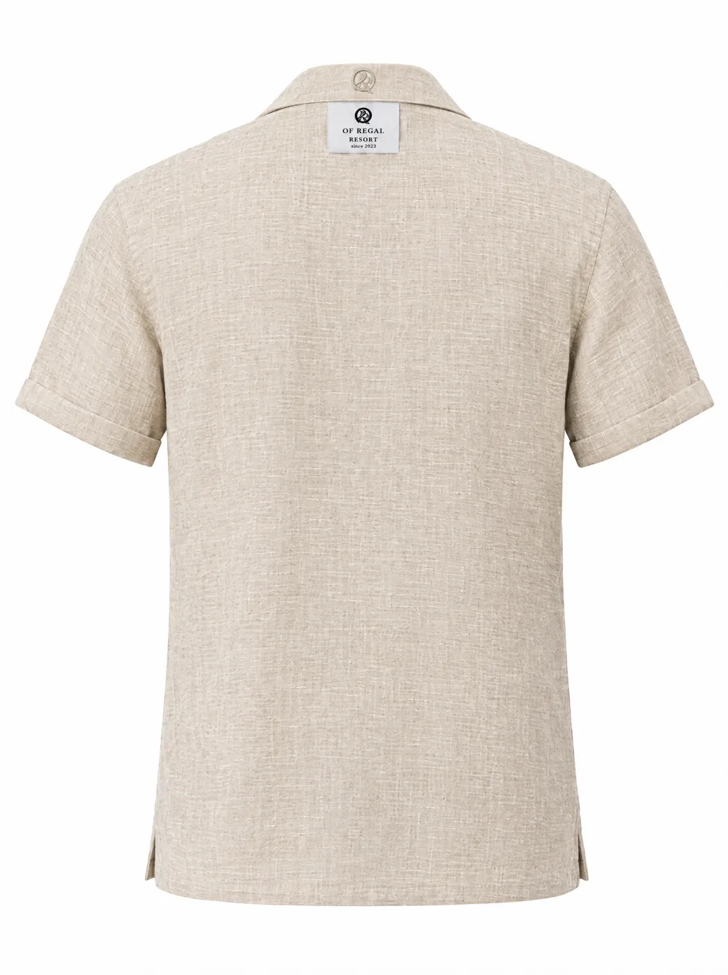 OfRegal Plain Resort Shirt in Sand — back view