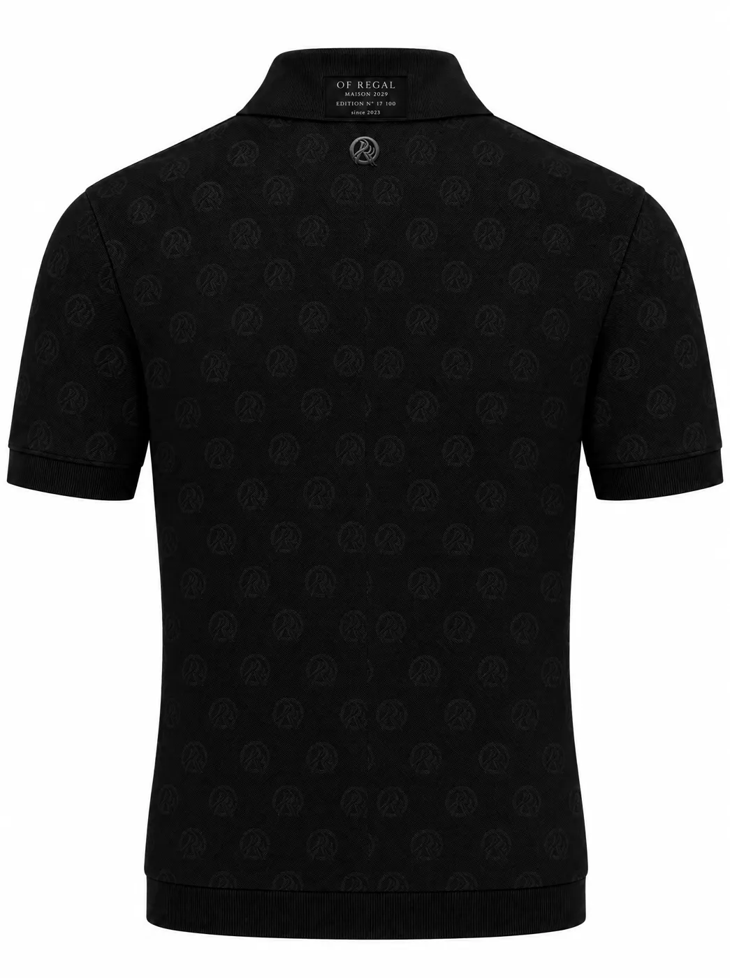 OfRegal Tonal Monogram Polo in Black — back view