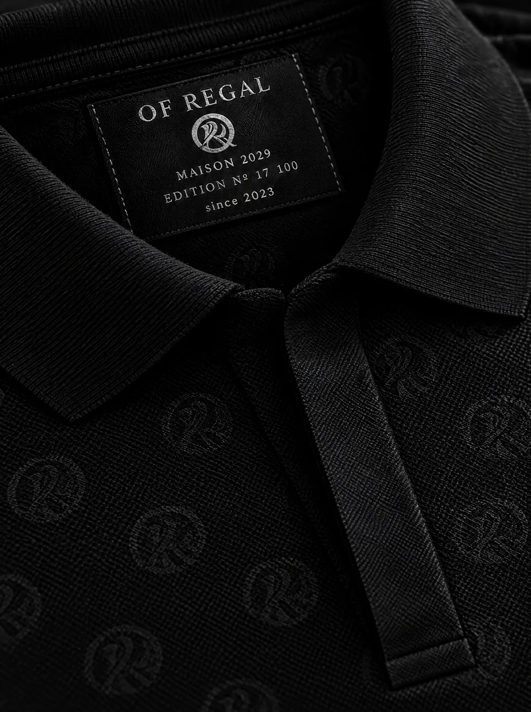 OfRegal Tonal Monogram Polo in Black — detail view