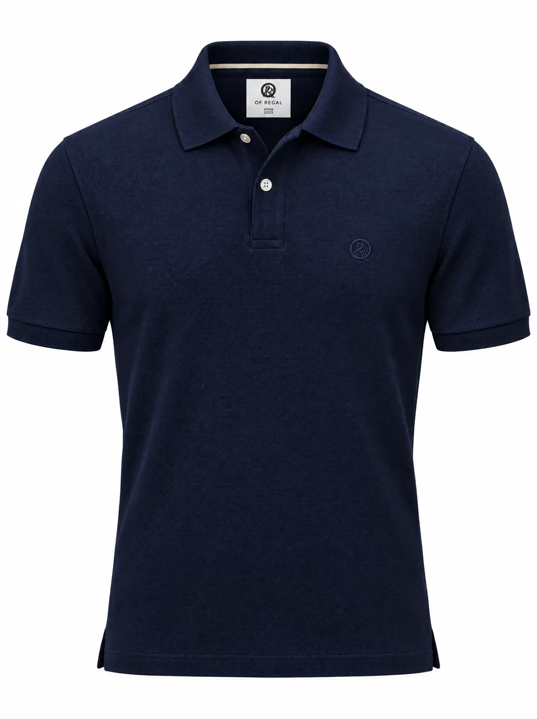 OfRegal Tipped Collar Polo in Navy — front view